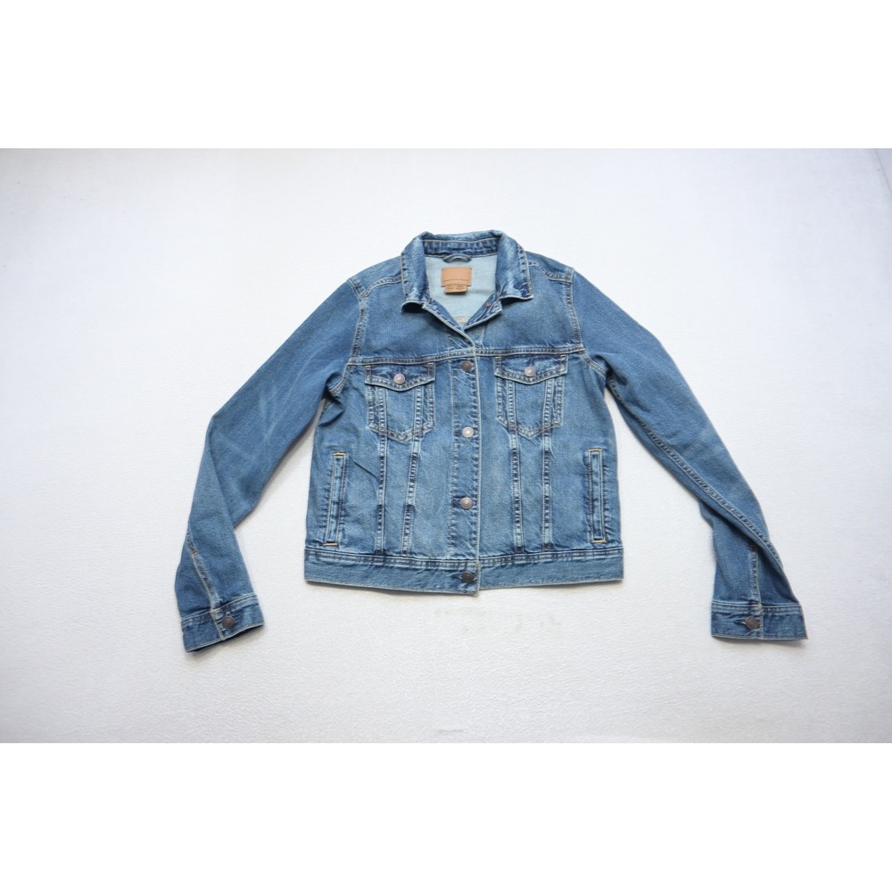 American Eagle Denim Jean Jacket Womens Medium Blue Button‎ Front Trucker EUC